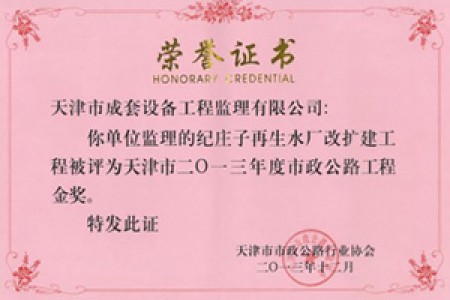 市政公路工程金奖（2013年）
