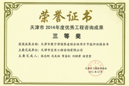 优秀咨询成果三等奖(2014)